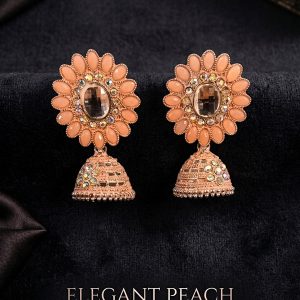 elegant peach jhumka earrings