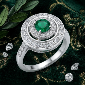 Rings velvet emerald halo ring