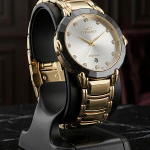 elegance ceramic golden watch